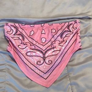 SOLY HUX Women's Paisley Print Strapless Tube Bandana Cami Crop Top Pink S